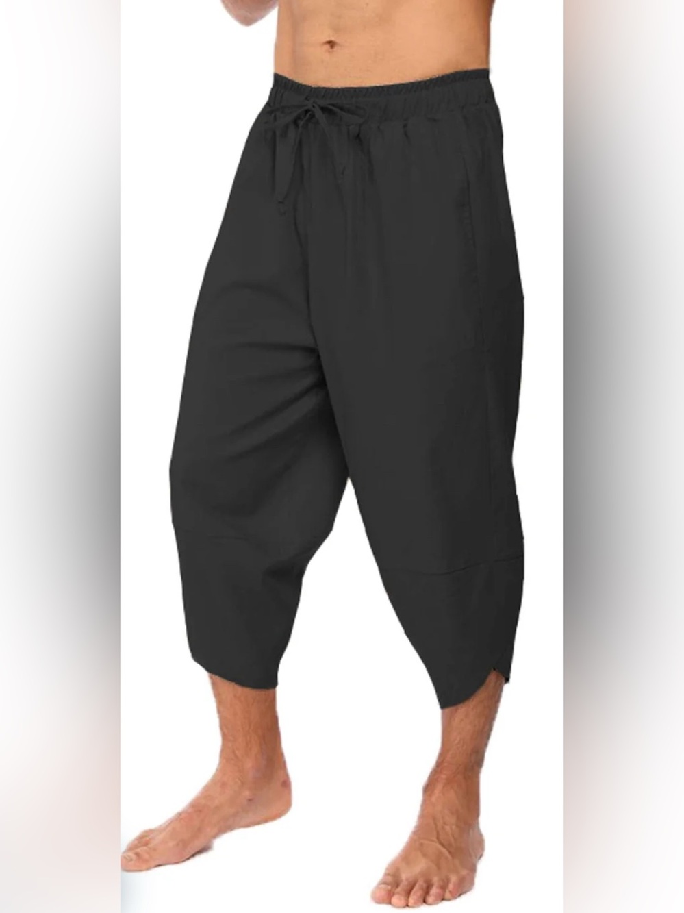 Coofandy Men’s Black Drawstring & Elastic Cropped Yoga Leisure Pants Size XL